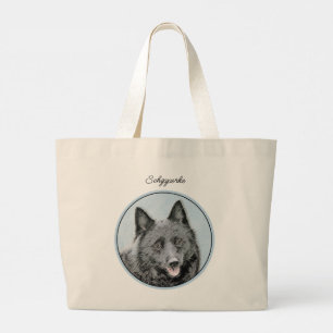 Schipperke Malerei Schwarzer Niedlicher Hund Kunst Jumbo Stoffbeutel