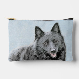 Schipperke Malerei Schwarzer Niedlicher Hund Kunst Zubehörtasche