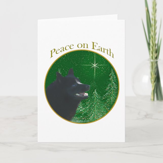 Schipperke Peace Feiertagskarte (Vorderseite)