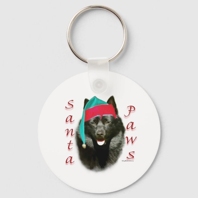 Schipperke Santa Paws Schlüsselanhänger (Vorderseite)