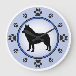 Schipperke Silhouette Große Wanduhr