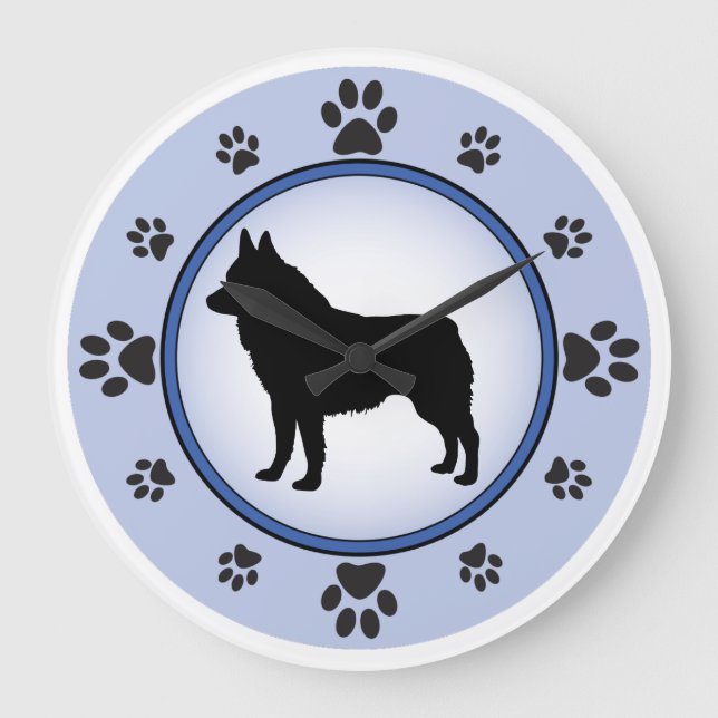 Schipperke Silhouette Große Wanduhr (Vorderseite)