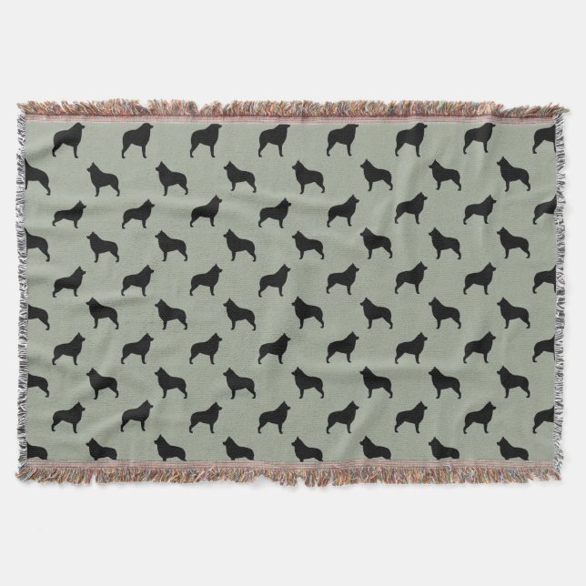Schipperke-Silhouette-Muster Decke (Vorderseite)