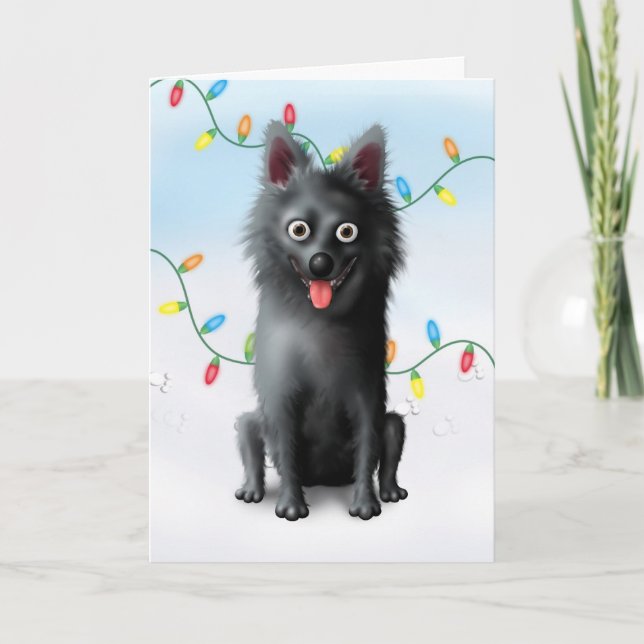 Schipperke-Weihnachten Feiertagskarte (Vorderseite)