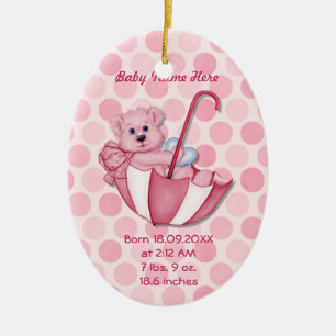 Schirmbär - Rosa - Persönlich gestalten Keramik Ornament