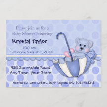 Schirmbären Blau - Einladung