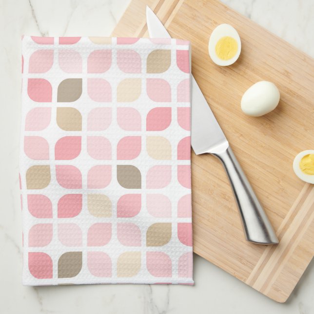 SCHIRMEN VON PINKBROWN, WEISS, BLASEN GESCHIRRTUCH (Viertel Falte)