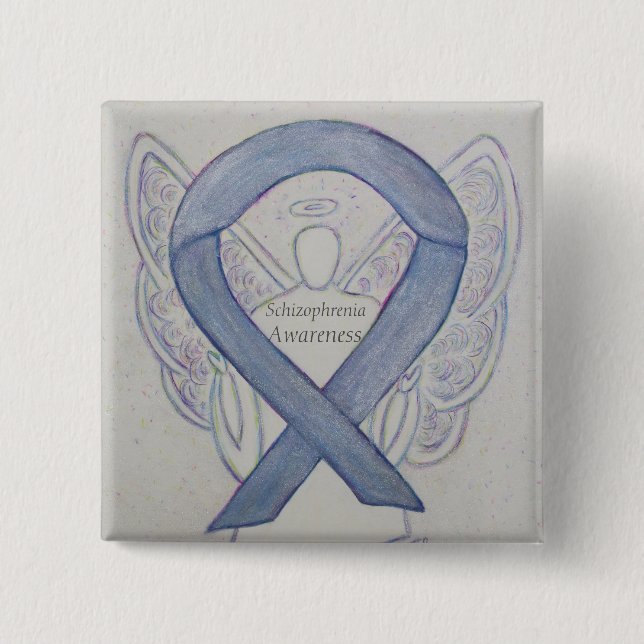 Schizophrenie Bewusstsein Ribbon Angel Custom Butt Button (Vorderseite)