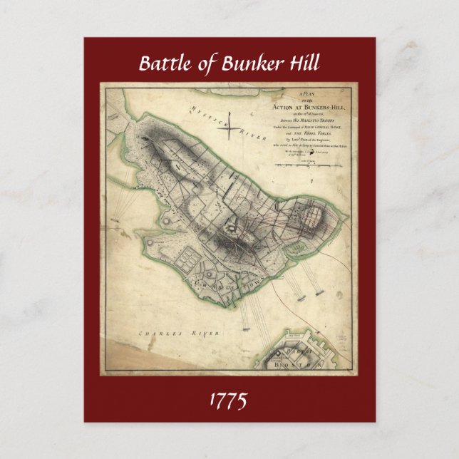Schlacht bei Bunker Hill - Amerikanischer Revoluti Postkarte (Vorderseite)