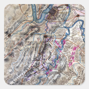 Schlacht bei Chickamauga - Panoramabalkarte des Zi Quadratischer Aufkleber