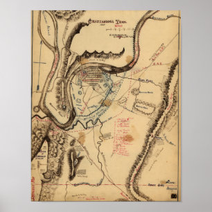 Schlacht bei Chickamauga - Panoramabalkarte Zivile Poster