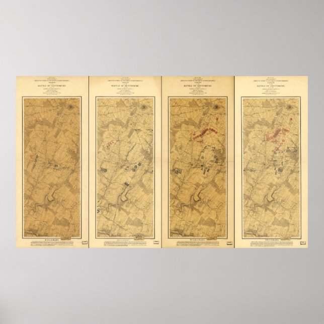 Schlacht bei Gettysburg im Einsatzgebiet Karte 186 Poster (Vorne)