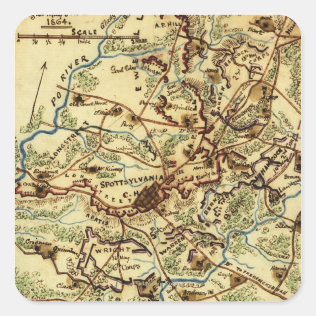 Schlacht beim Hofhaus Spotsylvania Quadratischer Aufkleber (Vorderseite)