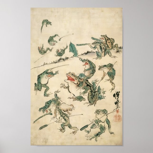 Schlacht um die Frogs Kawanabe Kyosai Poster (Vorne)