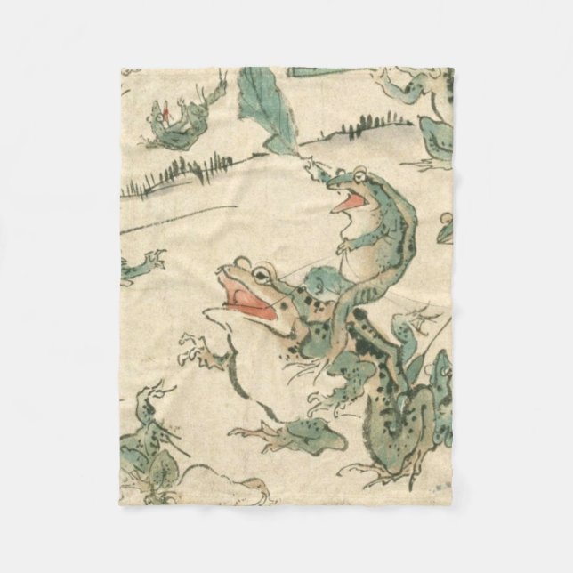 Schlacht um die Frösche - Kawanabe Kyosai Fleecedecke (Vorderseite)