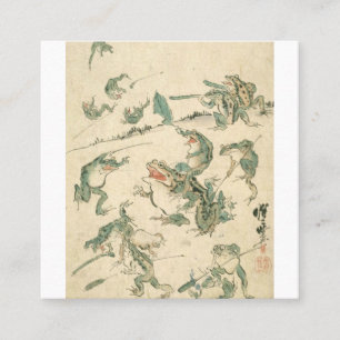 Schlacht um die Frösche - Kawanabe Kyosai Quadratische Visitenkarte