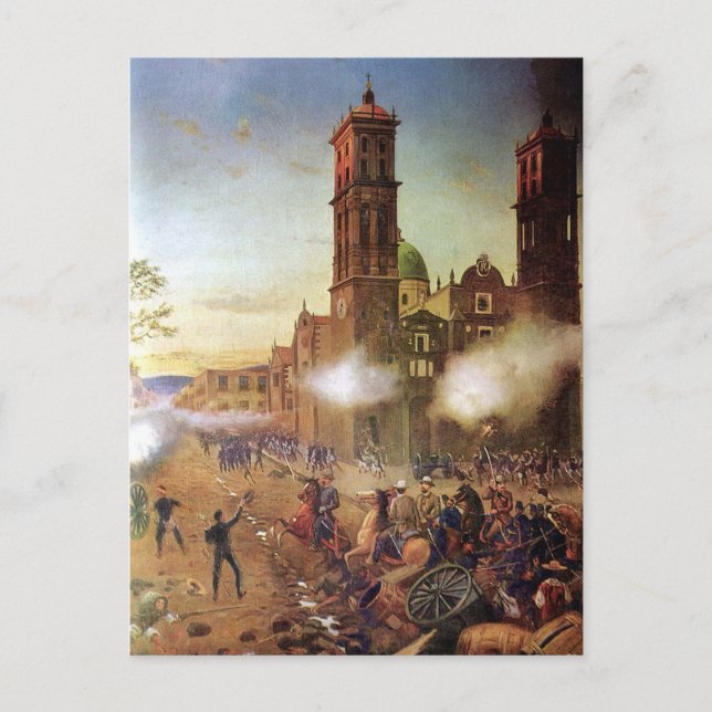 Schlacht um die mexikanische Geschichte Puebla Postkarte (Vorderseite)