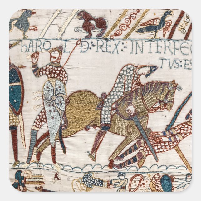 Schlacht um Hastings - Bayeux Tapestry King Harold Quadratischer Aufkleber (Vorderseite)