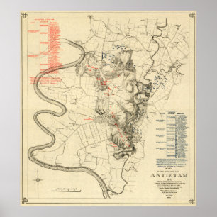 Schlacht von Antietam - Panoramabalkarte aus dem Z Poster