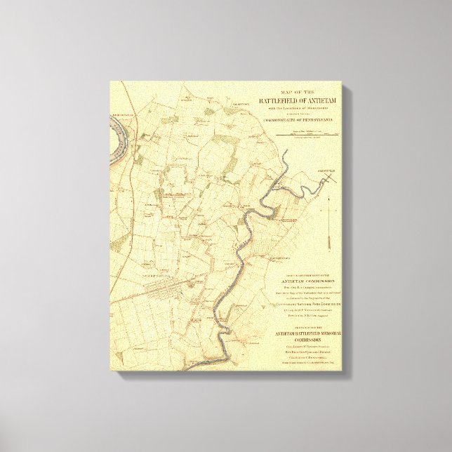 Schlacht von Antietam - Panoramabalkarte des Zivil Leinwanddruck (Vorderseite)