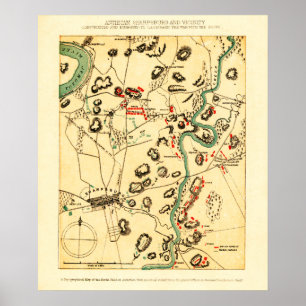 Schlacht von Antietam - Panoramabalkarte Ziviler K Poster