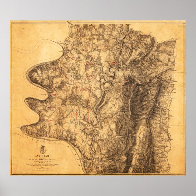 Schlacht von Antietam - Panoramablick auf den Zivi Poster (Vorne)