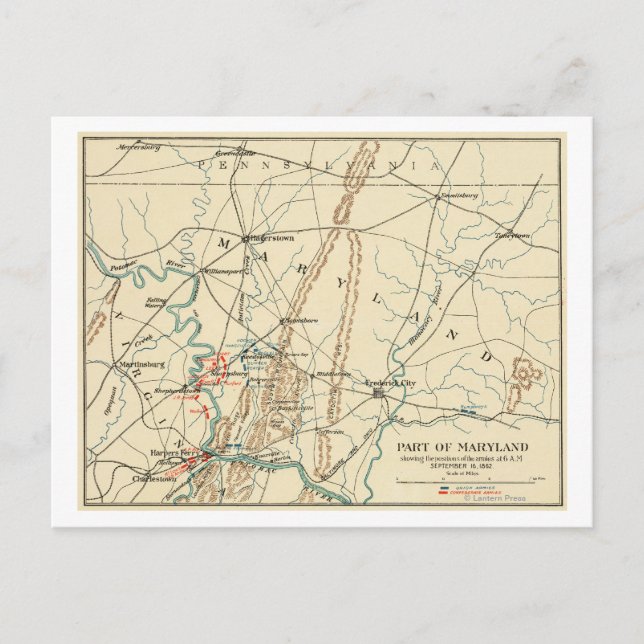 Schlacht von Antietam - Panoramablick auf den Zivi Postkarte (Vorderseite)