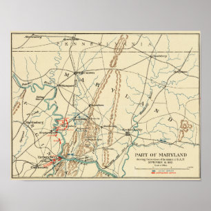 Schlacht von Antietam - Panoramaparte Ziviler Krie Poster