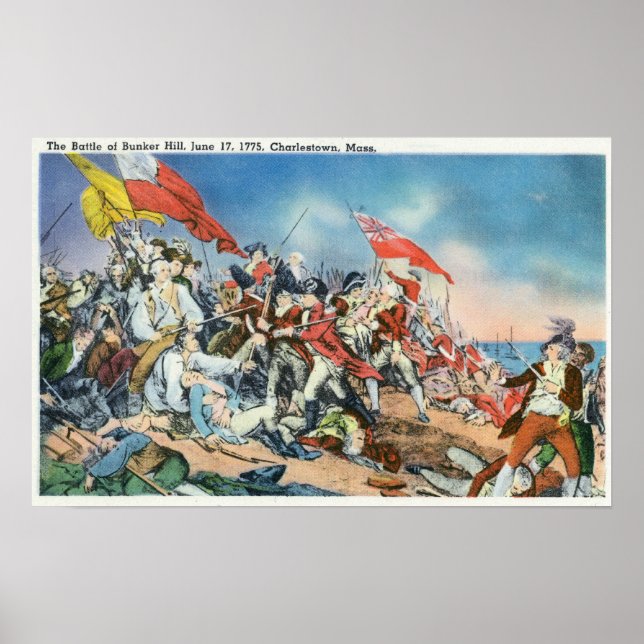 Schlacht von Bunker Hill Scene - Charlestown, MA Poster (Vorne)