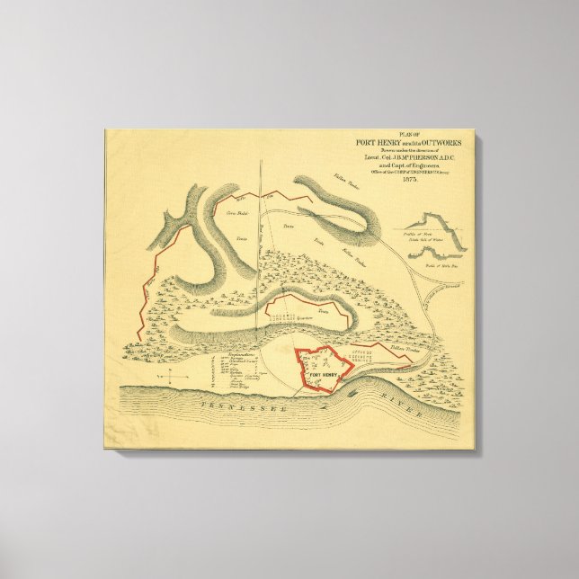 Schlacht von Fort Henry - Panoramabalkarte des Ziv Leinwanddruck (Vorderseite)
