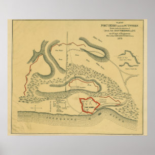 Schlacht von Fort Henry - Panoramabalkarte des Ziv Poster
