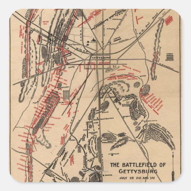 Schlacht von Gettysburg 2 Quadratischer Aufkleber (Vorderseite)