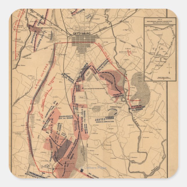 Schlacht von Gettysburg 4 Quadratischer Aufkleber (Vorderseite)
