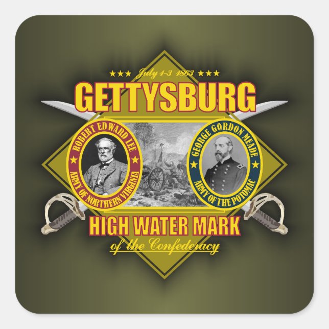 Schlacht von Gettysburg Quadratischer Aufkleber (Vorderseite)