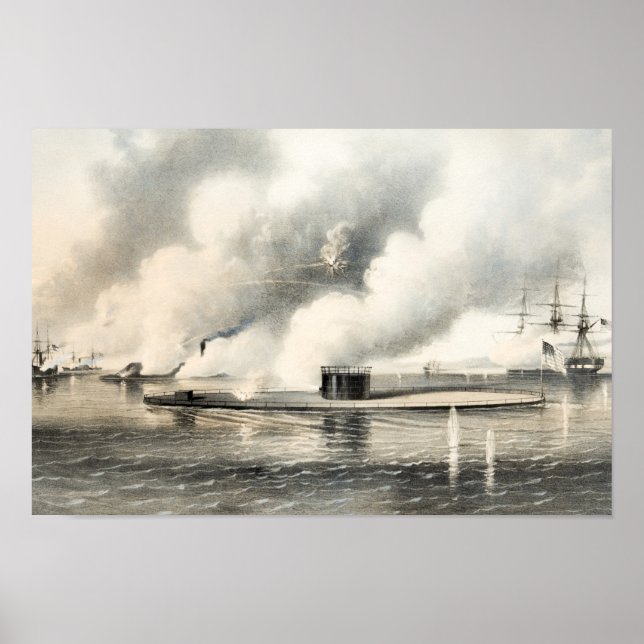 Schlacht von Hampton Road - Monitor und Merrimack  Poster (Vorne)