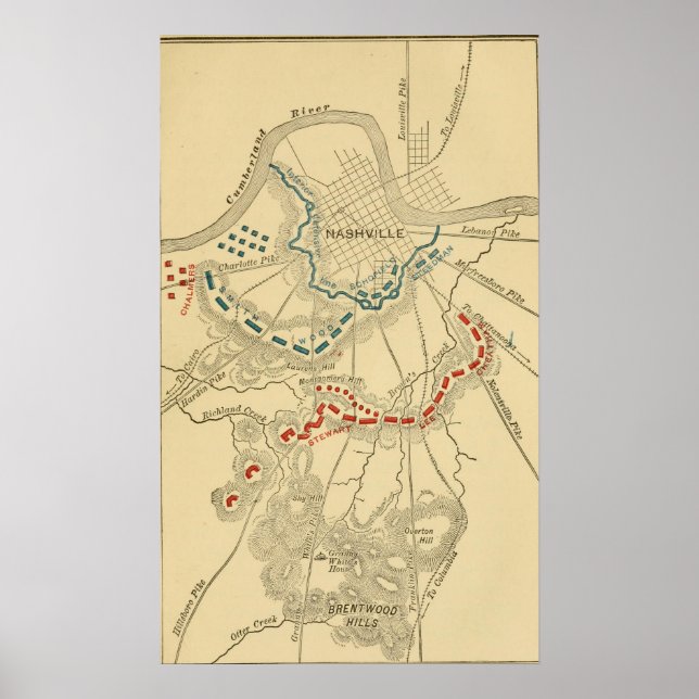 Schlacht von Nashville Map Poster (Vorne)