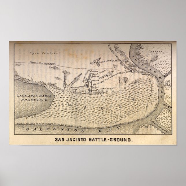 Schlacht von San Jacinto Karte Poster (Vorne)