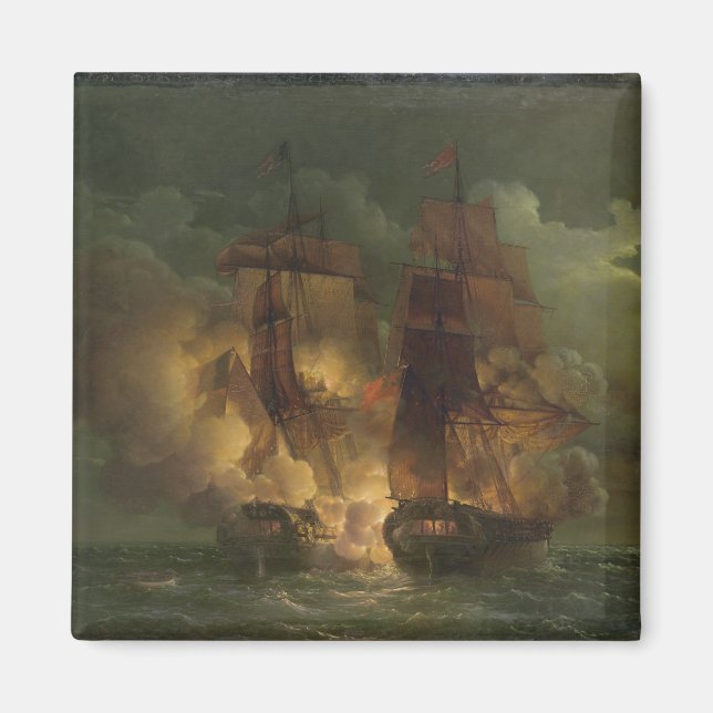 Schlacht zwischen der französischen Frigate 'Areth Magnet (Vorne)