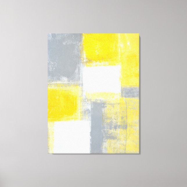 'Schlachtfeld' Graue und gelbe Abstrakte Kunst Leinwanddruck (Vorderseite)