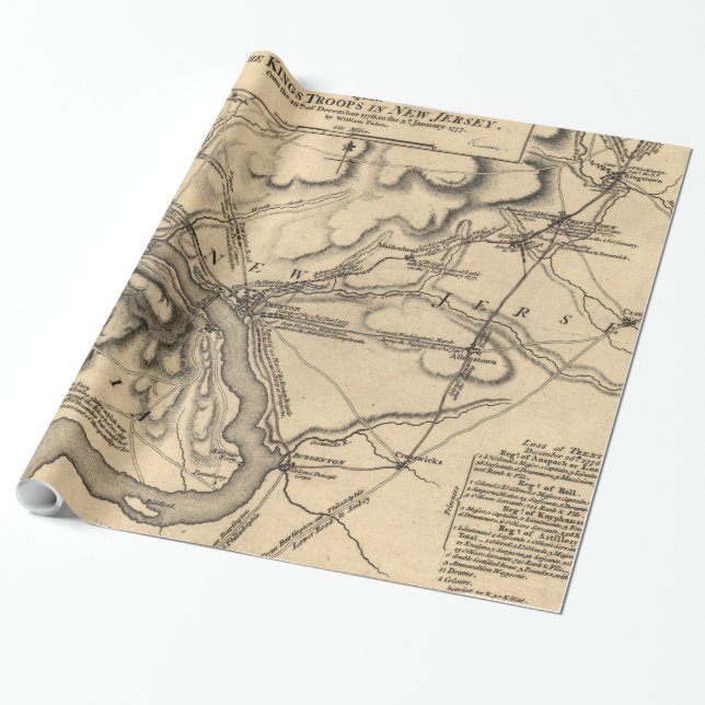 Schlachtfeld-Karte 1777 George Washingtons Trenton Geschenkpapier (Ungerollt)