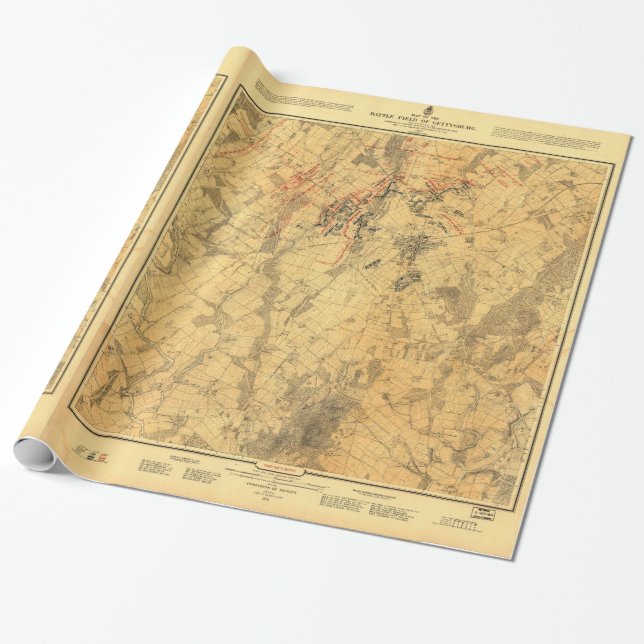 Schlachtfeld von Gettysburg-Karte durch John Geschenkpapier (Ungerollt)