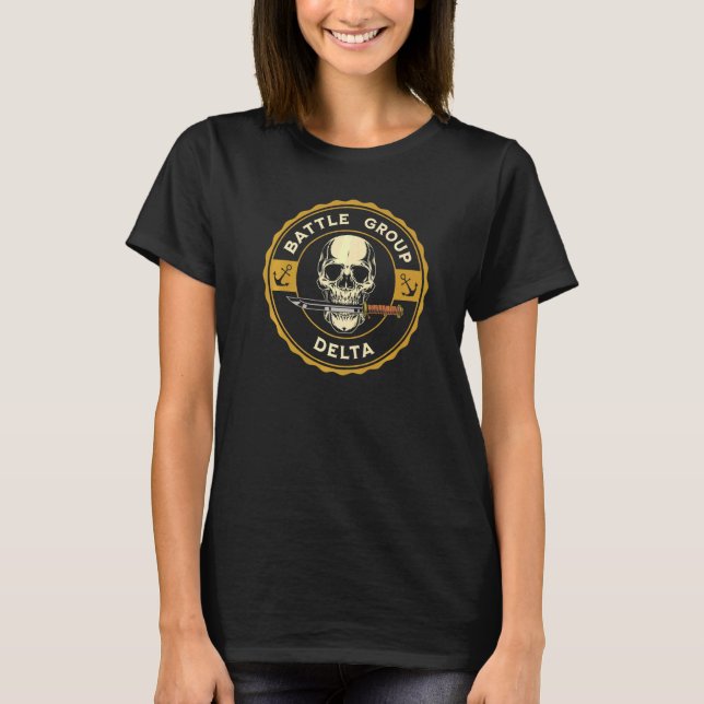 Schlachtgruppe Delta Schädel mit Knife Saille Art T-Shirt (Vorderseite)