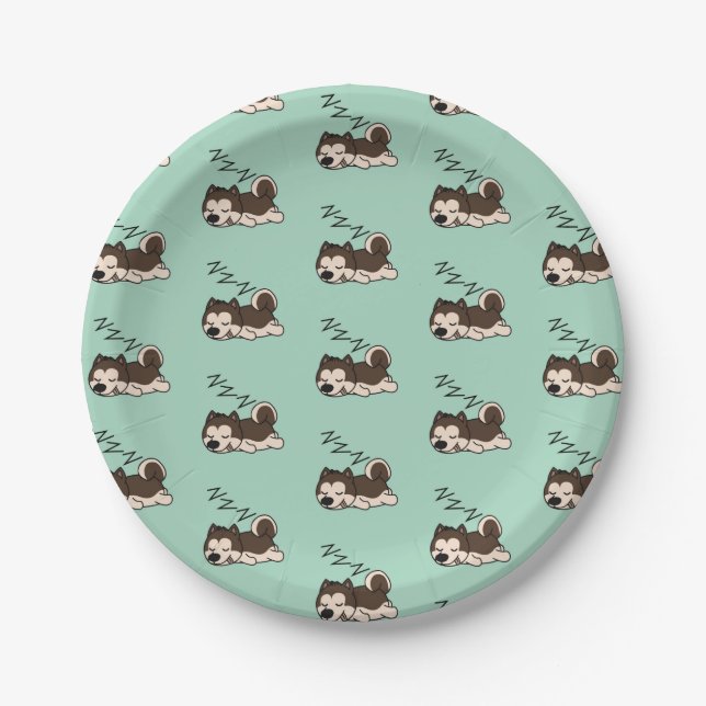 Schlachthof Sibirian Husky Animal Lover ZZZ Hausti Pappteller (Vorderseite)