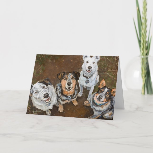 Schlachthunde lächelnd Rinder Hunde und Helfer Karte (Vorderseite)