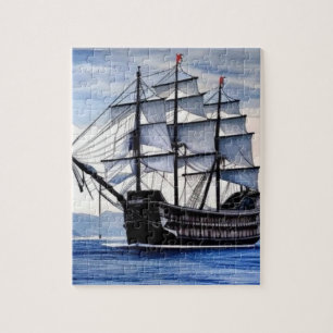 Schlachtschiff aus alten Zeiten segelt davon