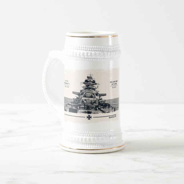 Schlachtschiff Bismarck Stein Bierglas (Vorderseite Links)