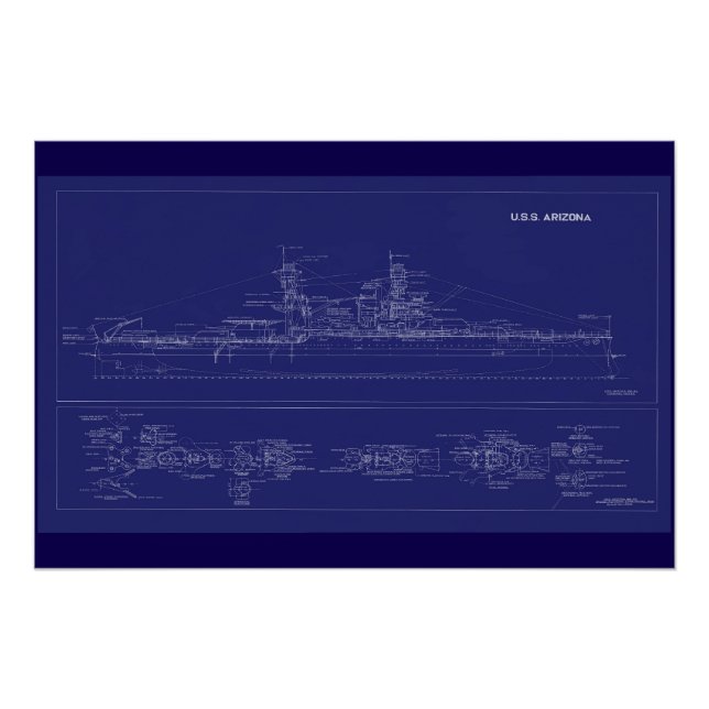 Schlachtschiff USS Arizona Blaupause Poster (Vorderseite)