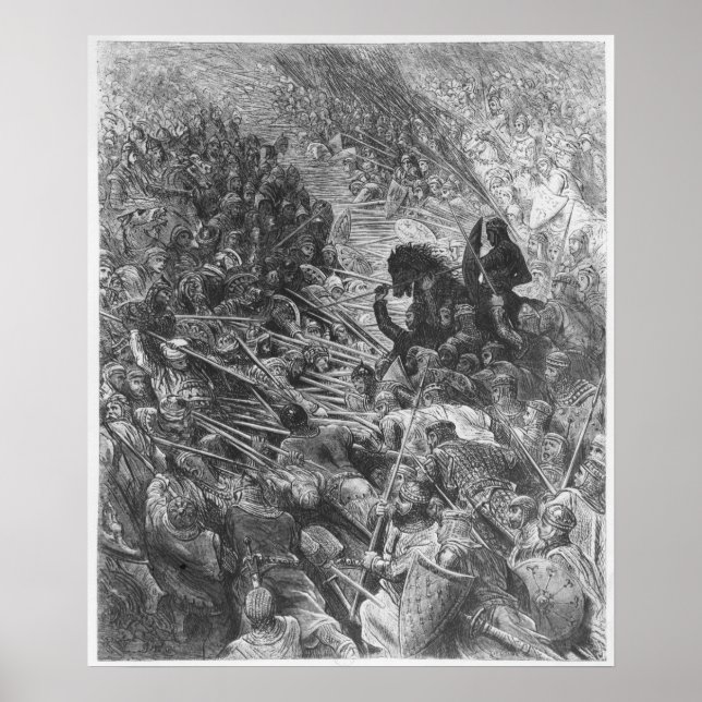 Schlachtszene, Illustration von "Orlando Furioso" Poster (Vorne)