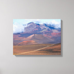Schlackenkegel und Berge im Haleakala-Krater Leinwanddruck