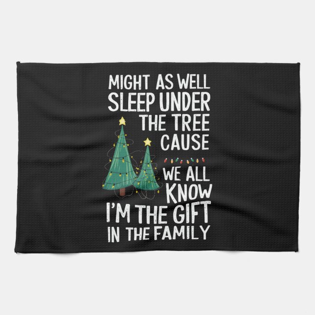 Schlaf auch unter dem Baumweihnachtsgeschenk Geschirrtuch (Horizontal)